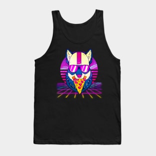 Awesome Retro Vaporwave EDM Cute Cat Pizza Tank Top